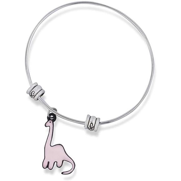 Brontosaurus Cartoonish Bronto Dinosaur Fancy Charm Bangle - Picture 1 of 4